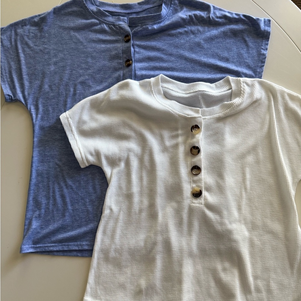 Pair of Shein button henley tees